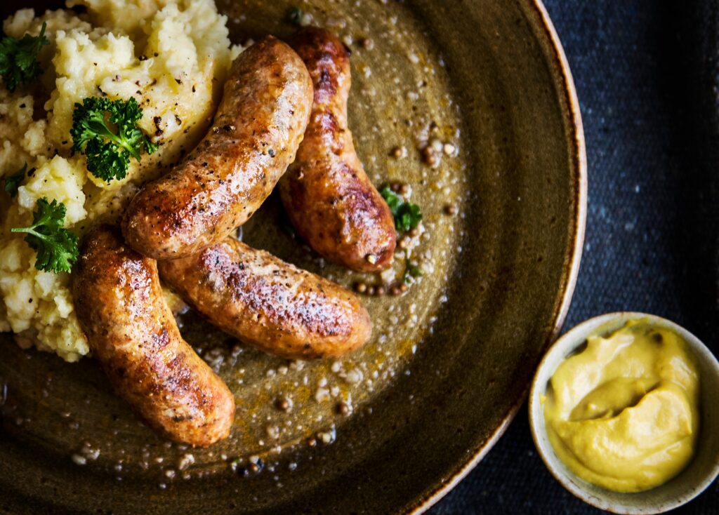 Bangers and mash food photography recipe idea